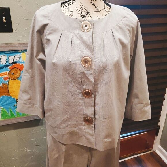 MICHAEL MICHAEL KORS Gray Houndstooth 2 Piece Women's Cropped Pant Suit - Picture 7 of 17